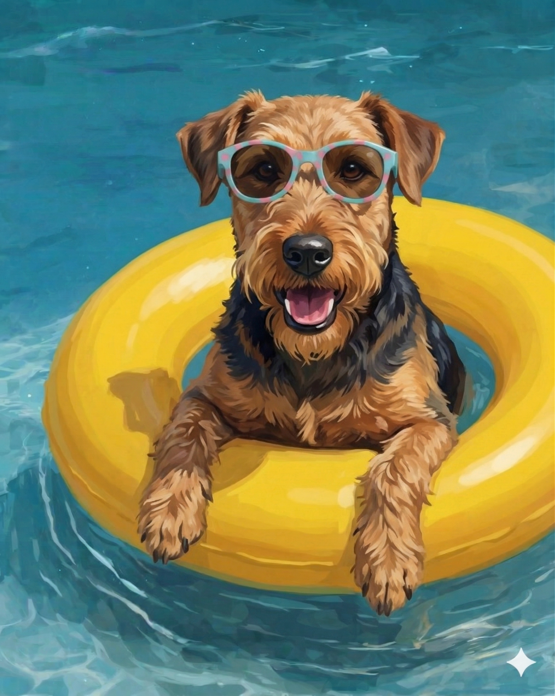 Hello Summer Airedale Terrier Diamond Art Kit