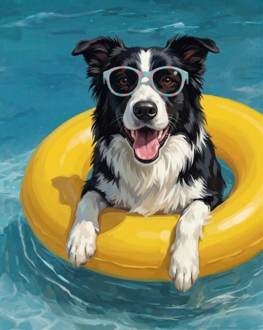 Pool Time Border Collie Diamond Art Kit