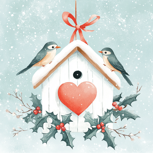 Holly and Heart Birdhouse Diamond Art Kit