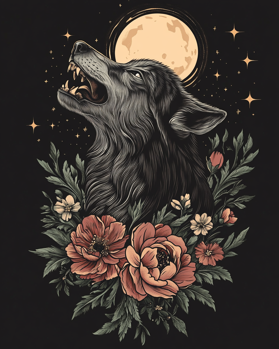 Howling at the Moon Wolf Diamond Art Kit
