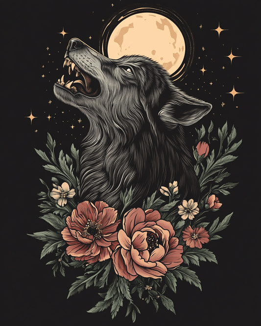 Howling at the Moon Wolf Diamond Art Kit