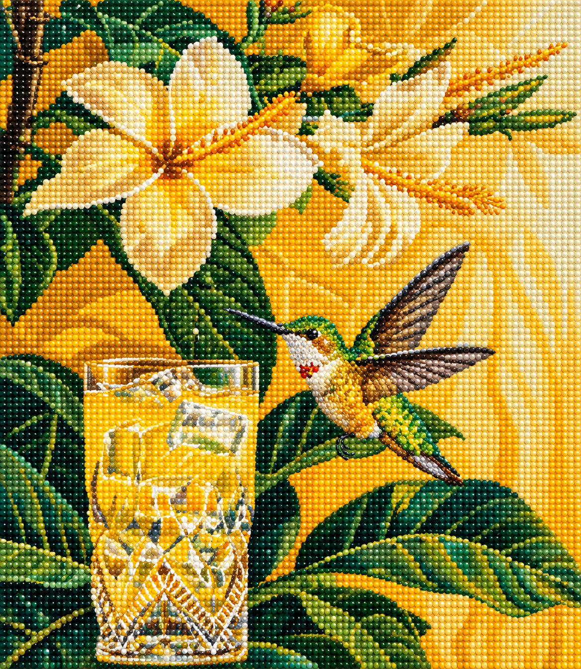 Hummingbird And Iced Drink Diamond Art Kit