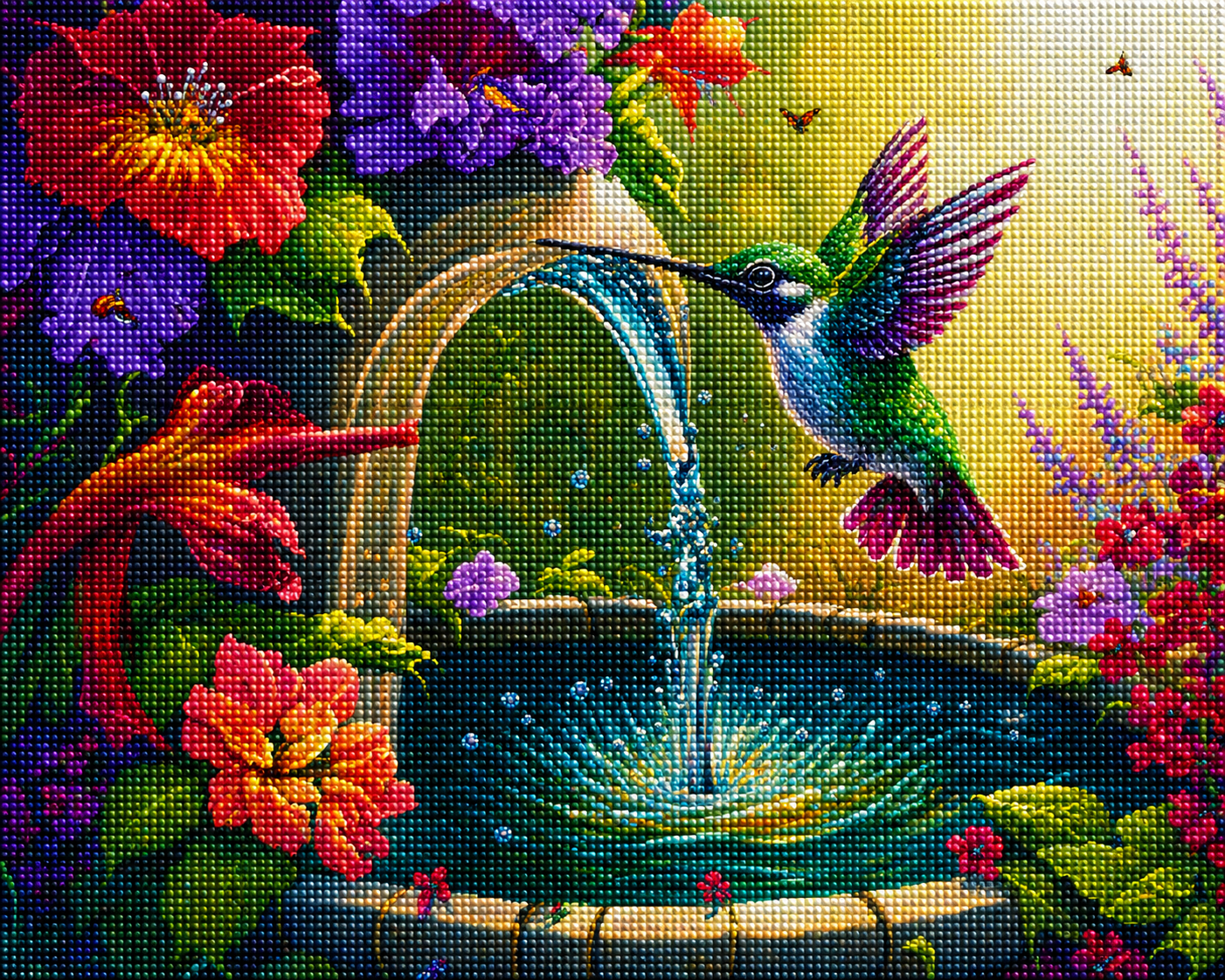 Hummingbird Water Fountain Diamond Art Kit