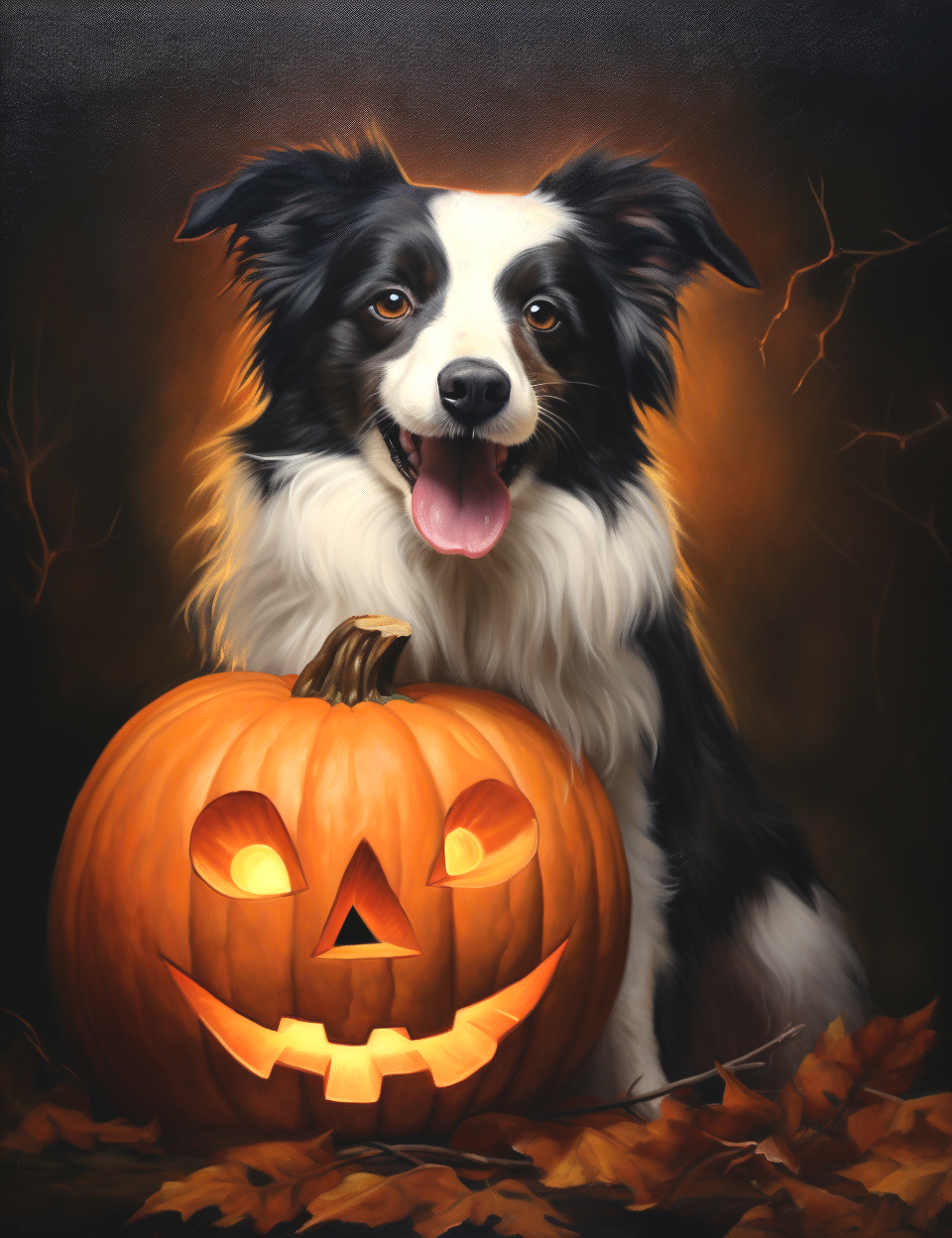 Jackolantern and Border Collie Diamond Art Kit