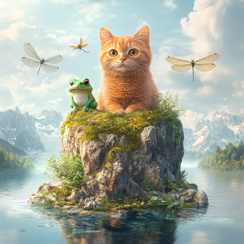 Kitten on Frog Island Diamond Art Kit