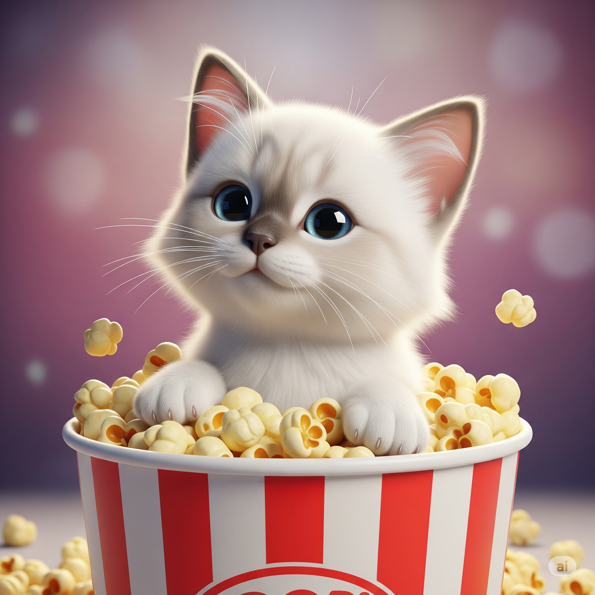Kitten In Popcorn Diamond Art Kit