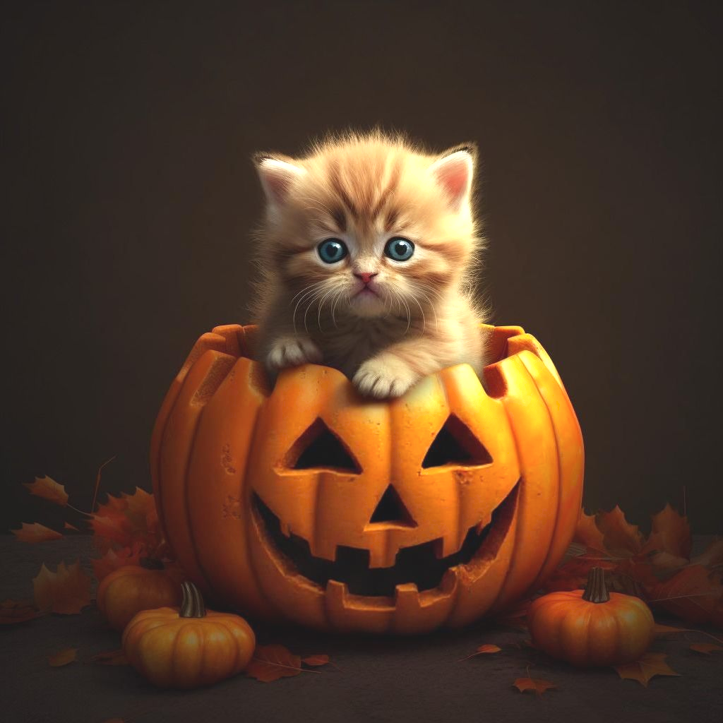 Kitten in a Jackolantern Diamond Art Kit