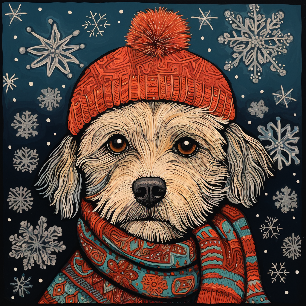 Knitted Scarf Dog Diamond Art Kit