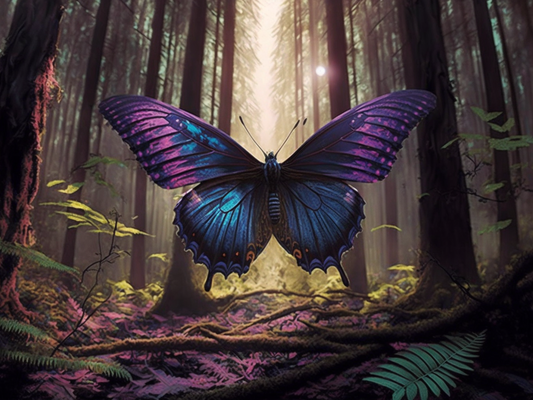 Large Blue and Purple Butterfly Diamond Art Kit