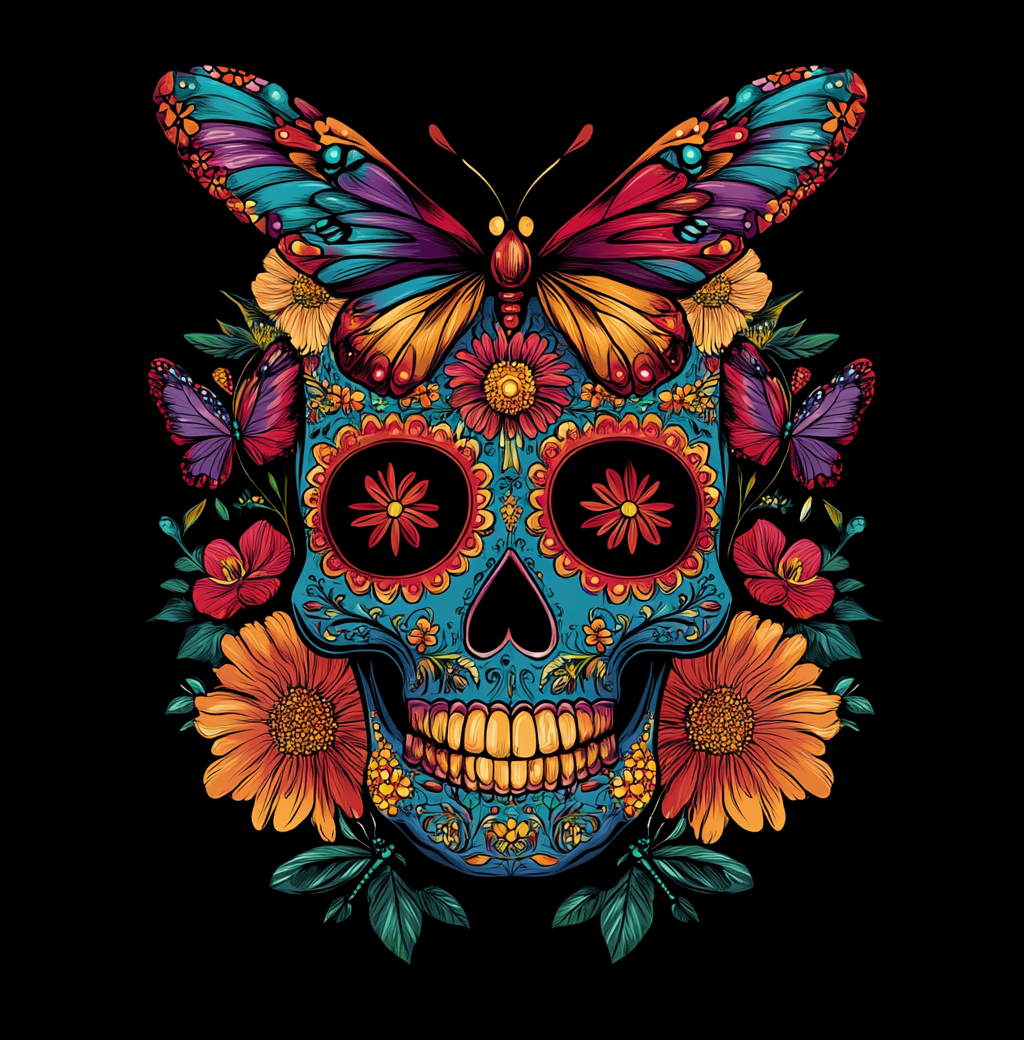 Large Butterfly Blue Skull Diamond Art Kit