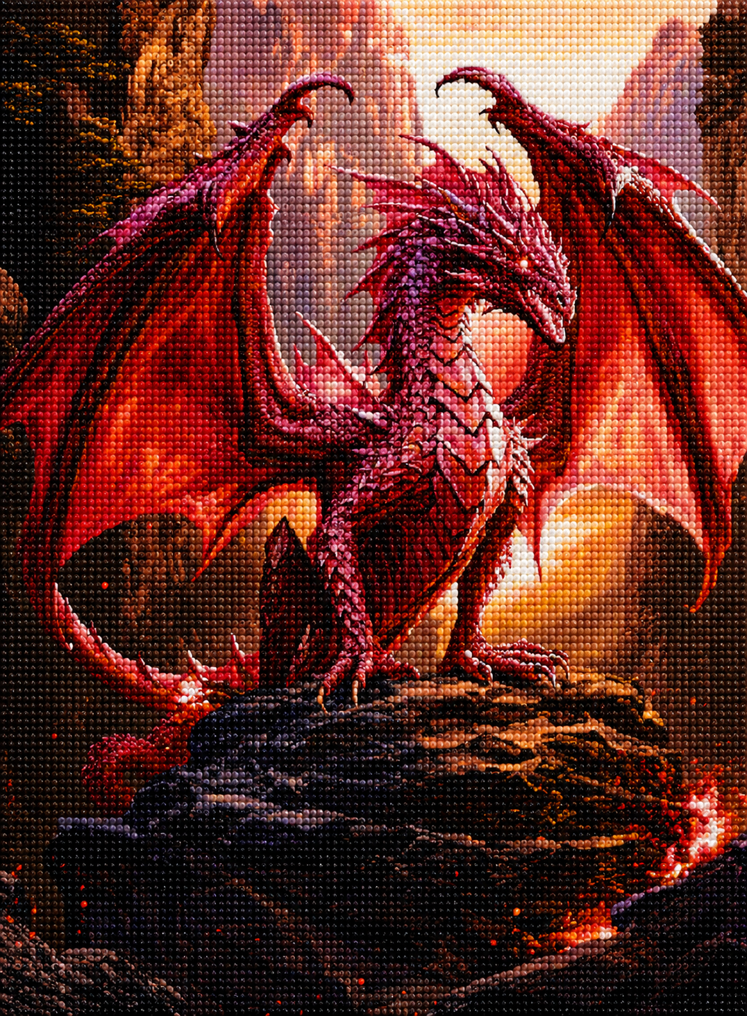 Lava Rock Red Dragon Diamond Art Kit — diamond art kit canvas