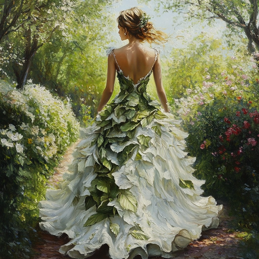 Leaf Dress Woman Diamond Art Kit