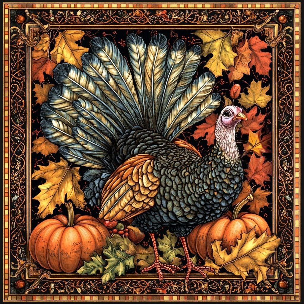 Leaf and Pumpkin Turkey Diamond Art Kit