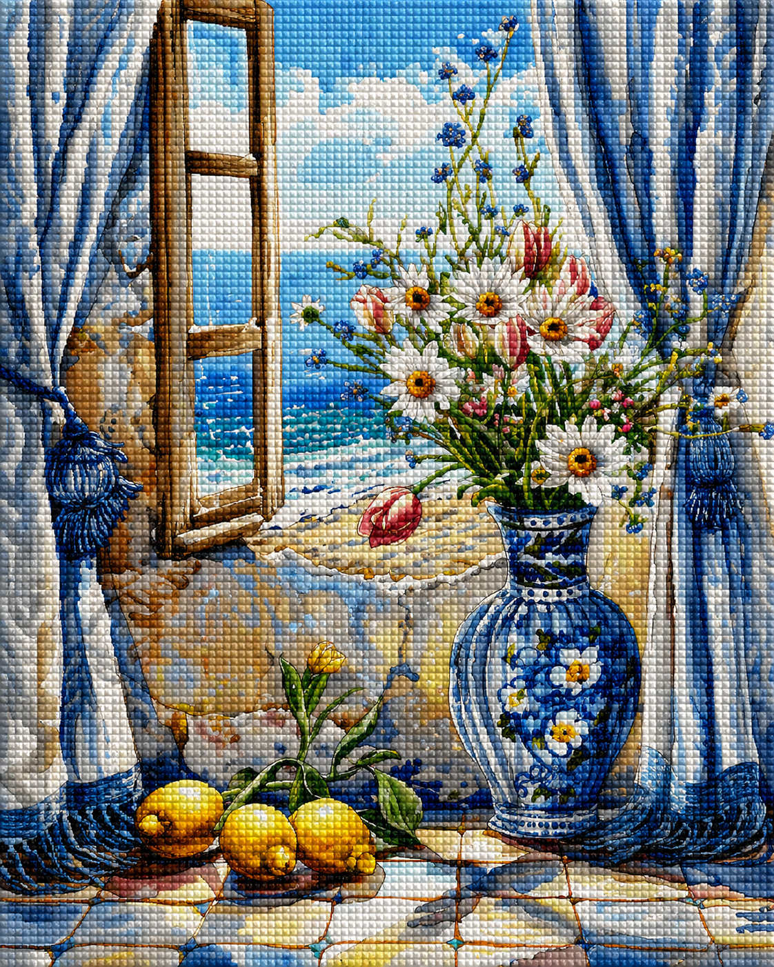 Lemons And Daisy Flower Vase Diamond Art Kit