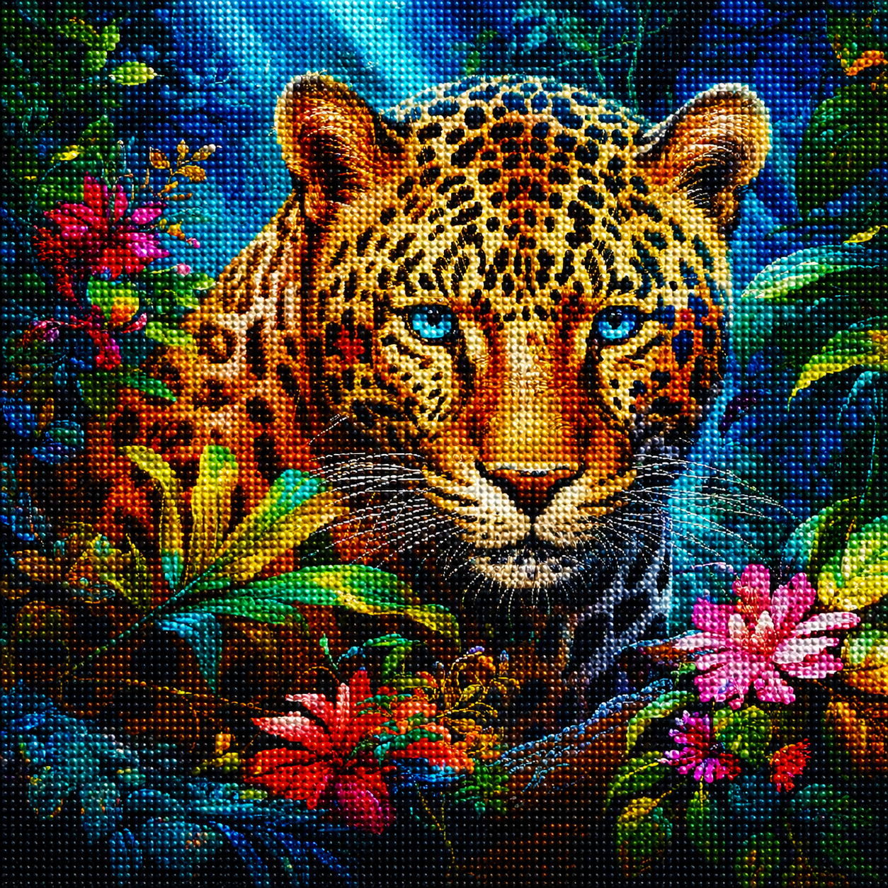 Light Blue Eyed Leopard Diamond Art Kit