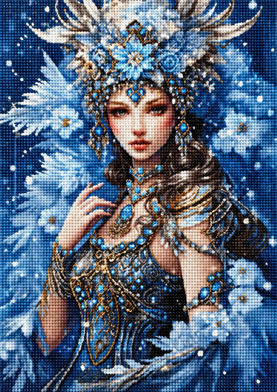 Light Blue Flower Snow Fairy Diamond Art Kit