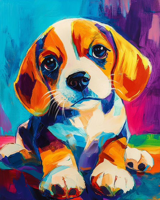 Little Abstract Beagle Puppy Diamond Art Kit