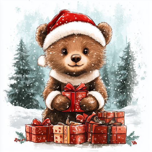 Little Bear and Christmas Presents Diamond Art Kit
