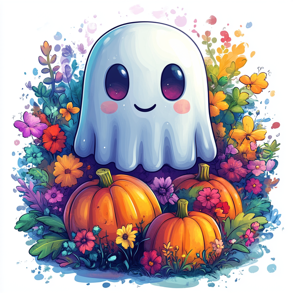 Little Ghost and Pumpkins Diamond Art Kit