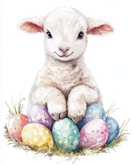 Little Lamb and Easter Eggs Diamond Art Kit