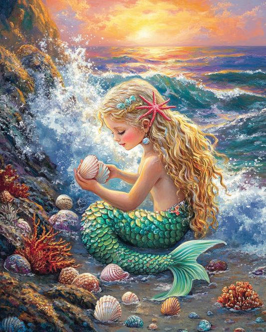 Little Mermaid and Shells Diamond Art Kit