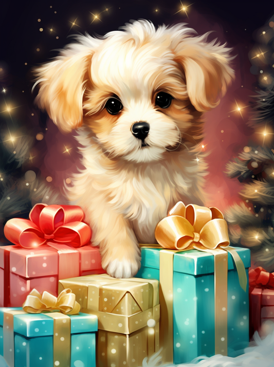 Little Puppy and Presents Diamond Art Kit