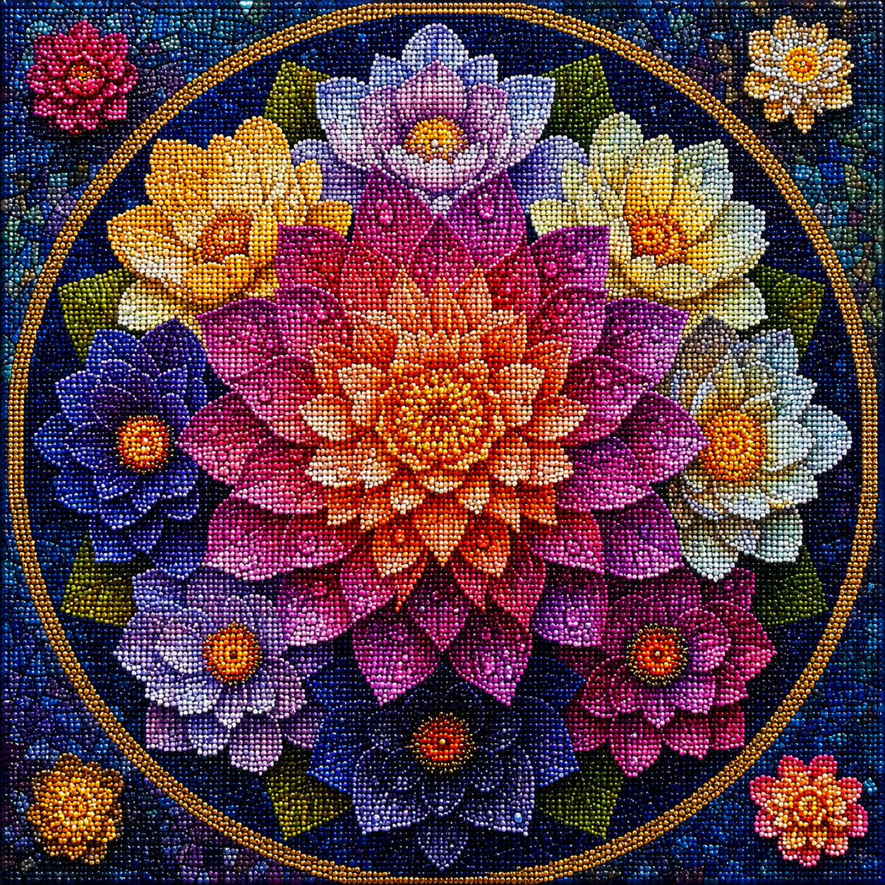 Lotus Flower Mandala Diamond Art Kit — diamond art kit canvas