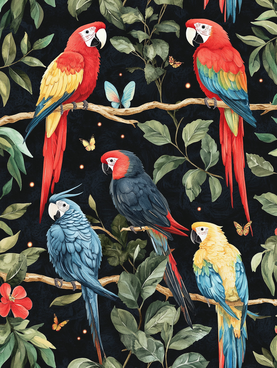 Macaws and Butterfly Diamond Art Kit