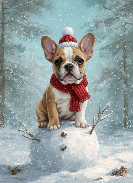 Making a Snowman French Bulldog Diamond Art Kit