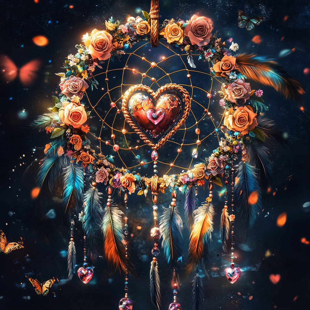 Mauve and Orange Rose Dream Catcher Diamond Art Kit