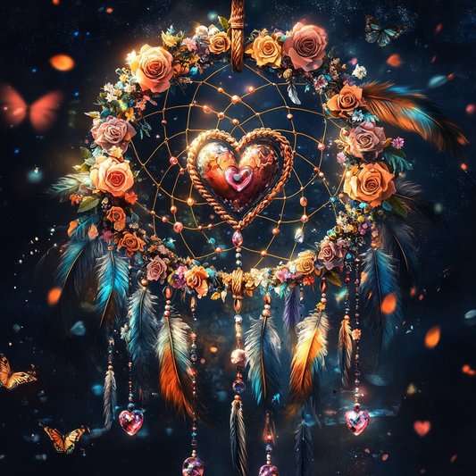 Mauve and Orange Rose Dream Catcher Diamond Art Kit