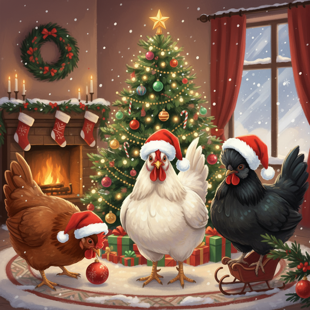 Merry Christmas Chickens Diamond Art Kit