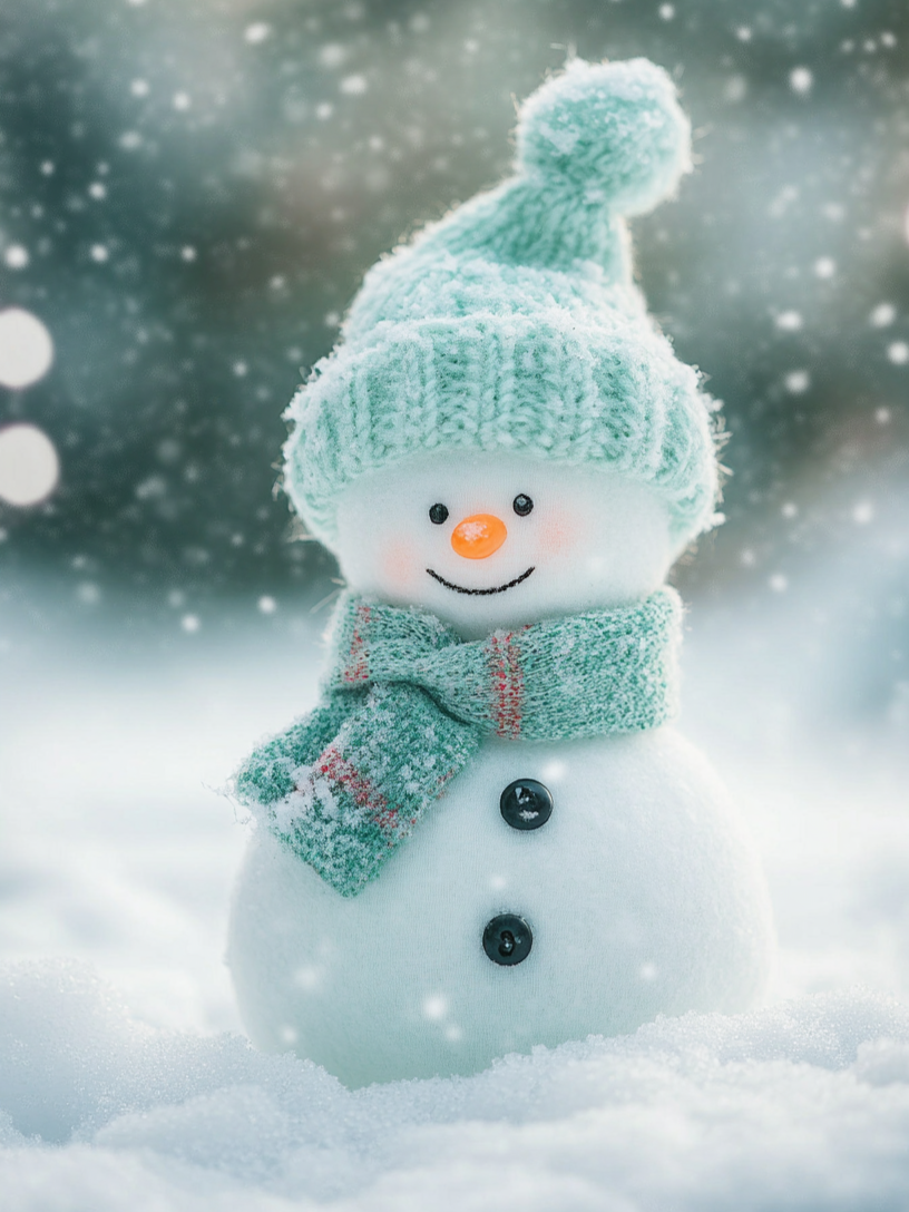 Mint Green Scarf Snowman Diamond Art Kit