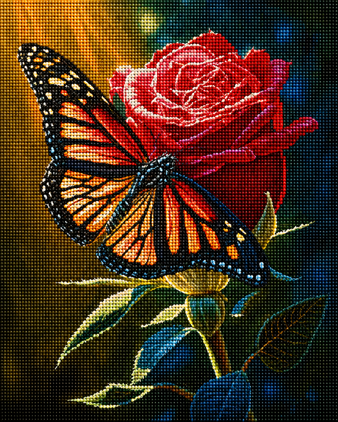 Monarch Butterfly Rose Diamond Art Kit
