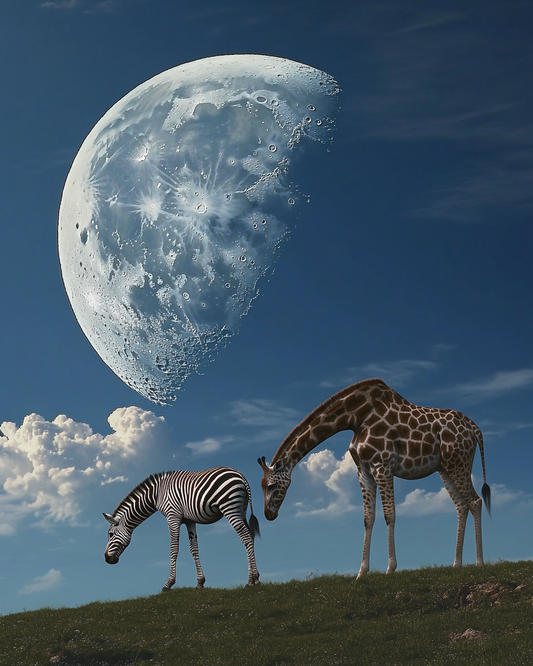 Moon Giraffe and Zebra Diamond Art Kit
