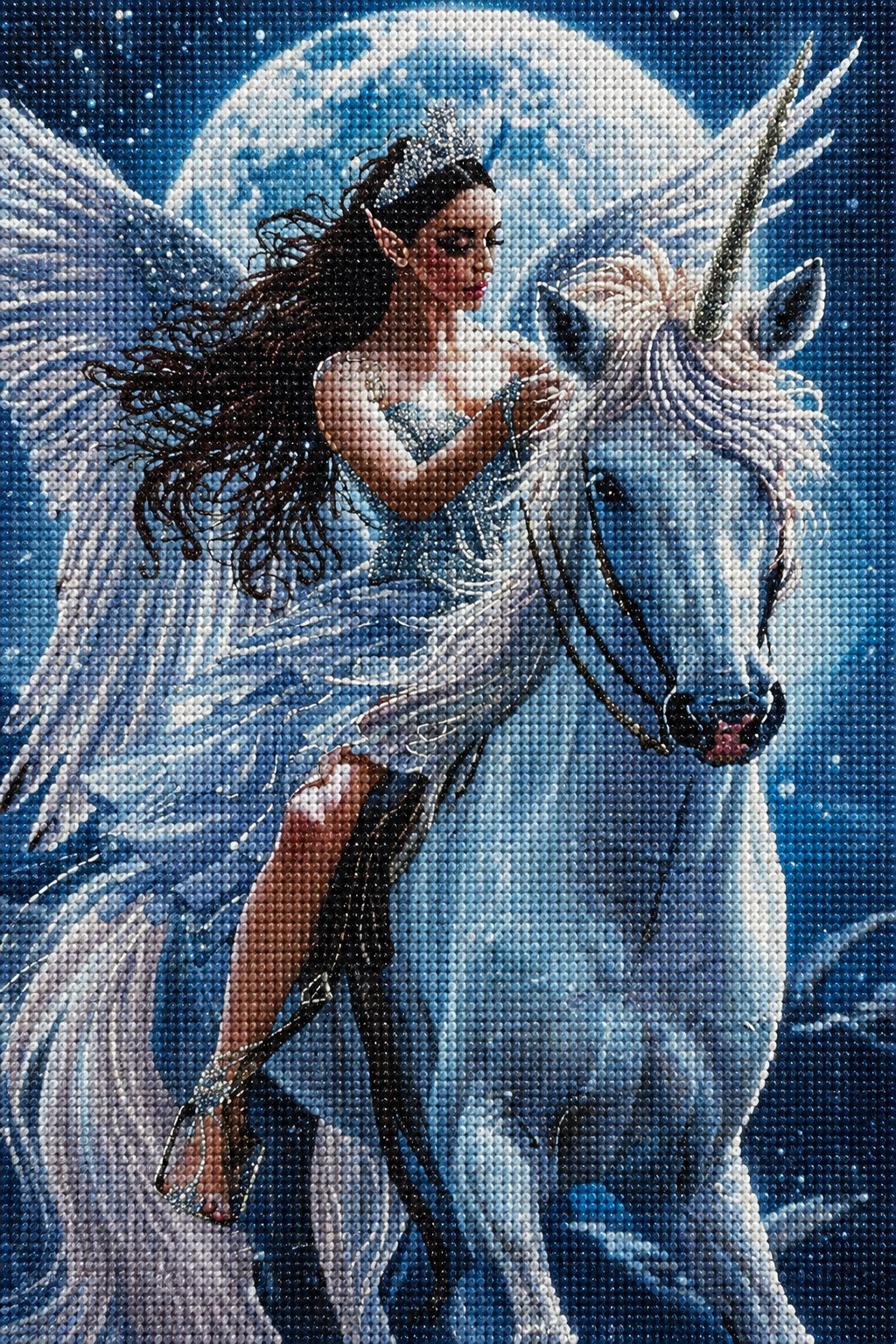 Moonlight Elf Angel And Unicorn Diamond Art Kit — diamond art kit canvas