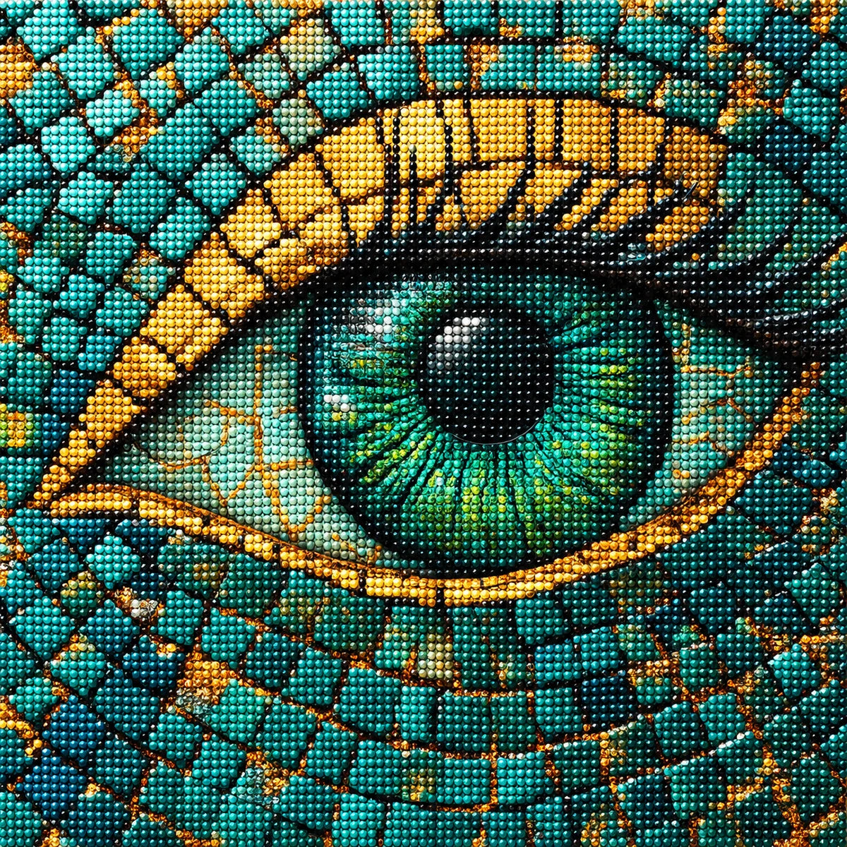 Mosaic Tile Green Eye Diamond Art Kit