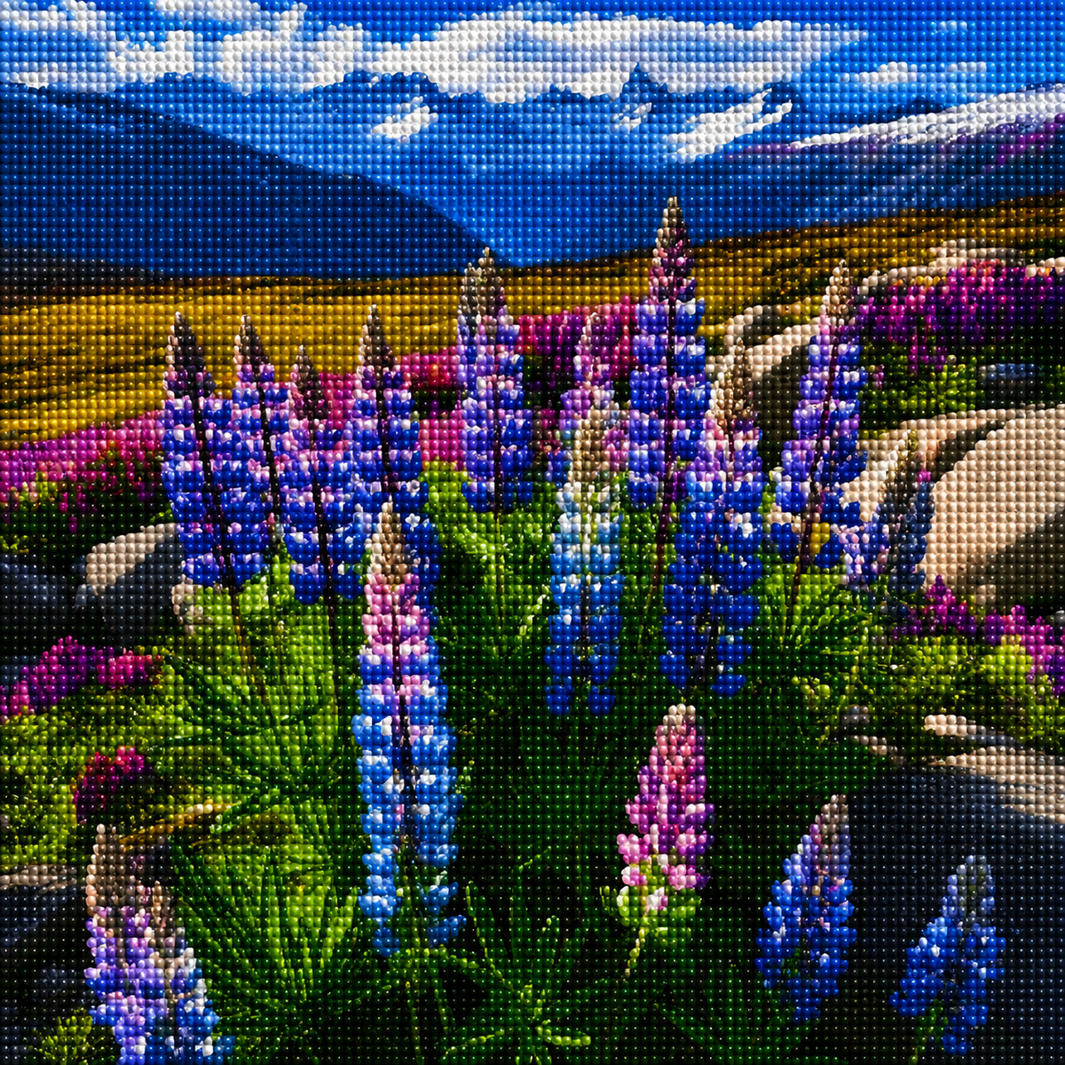 Mountains And Lupins Diamond Art Kit
