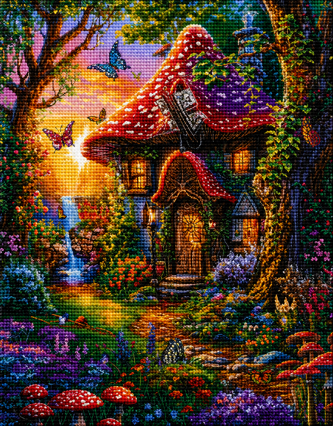 Mushroom Forest Cottage Diamond Art Kit