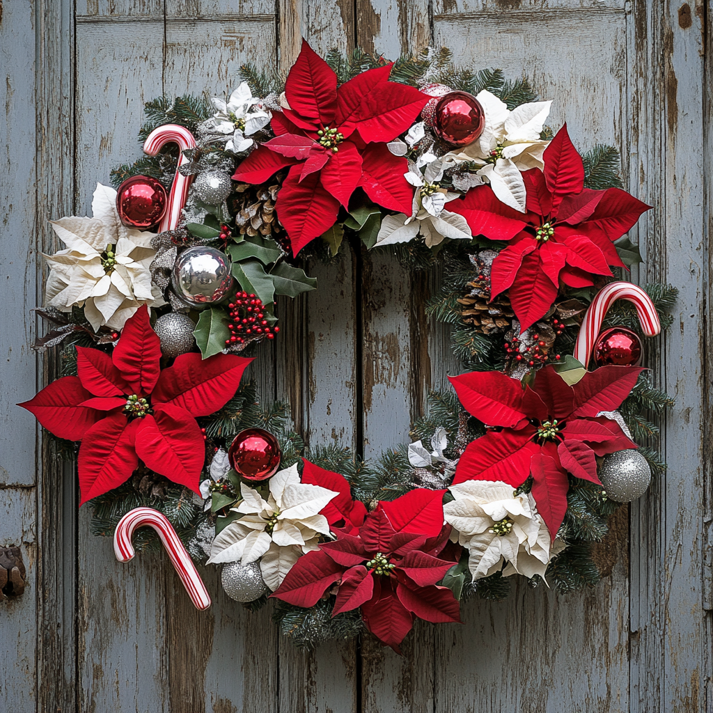 Old Door Candy Cane Wreath Diamond Art Kit