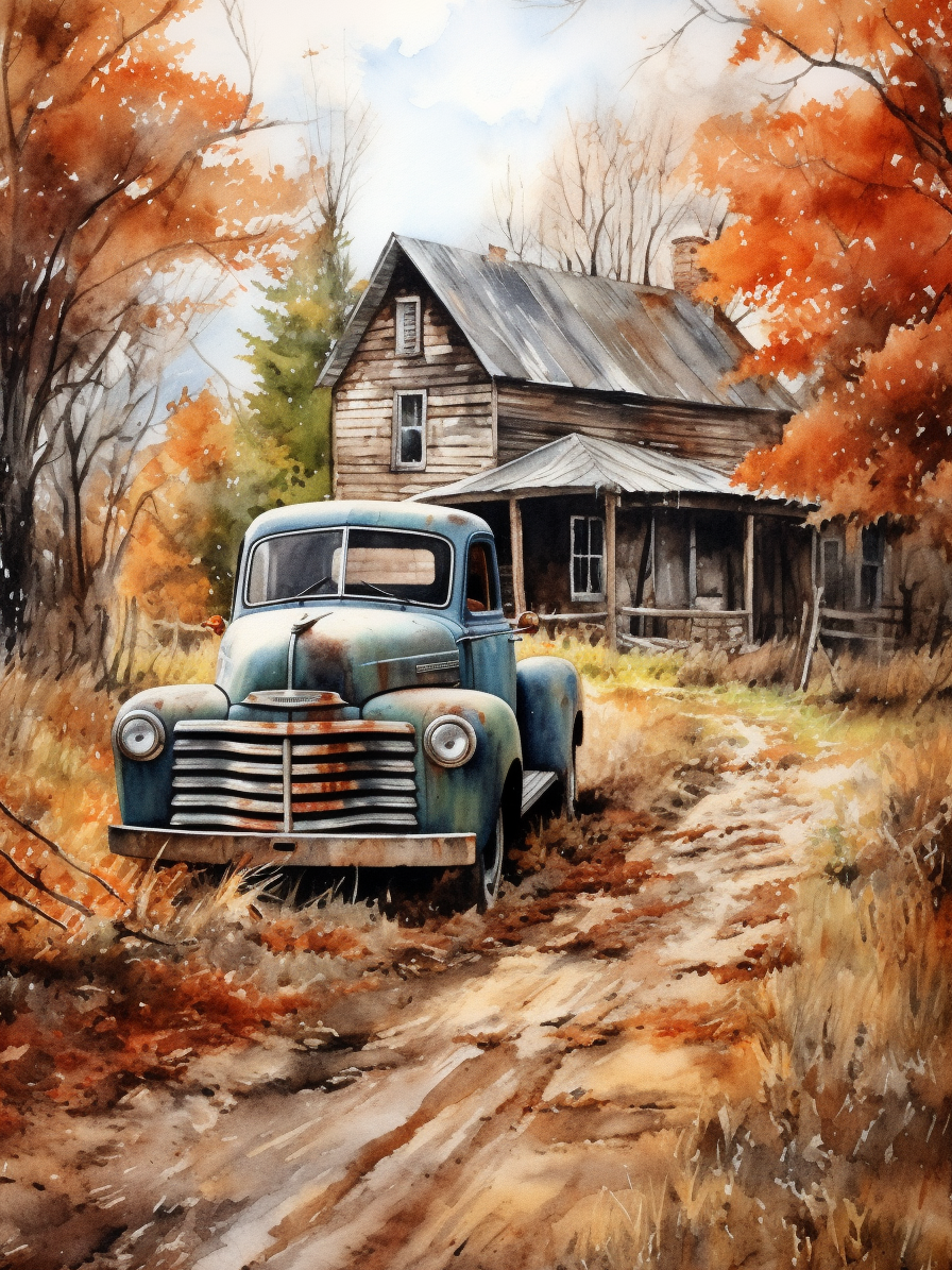 Old Farmhouse Truck Diamond Art Kit