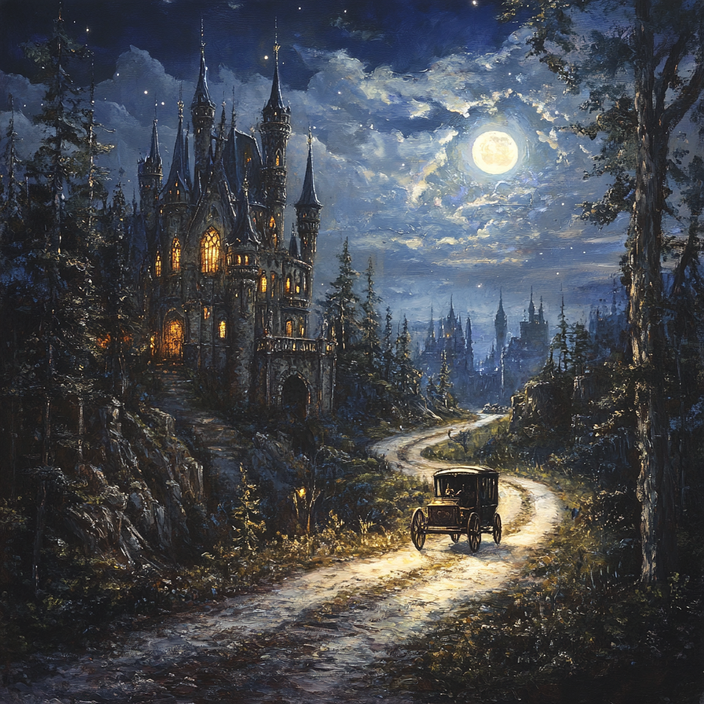Old Fashioned Car and Castle Diamond Art Kit