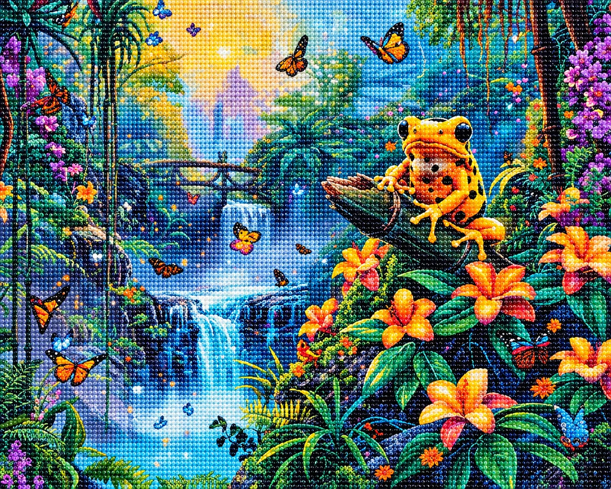 Orange Flower Frog Diamond Art Kit