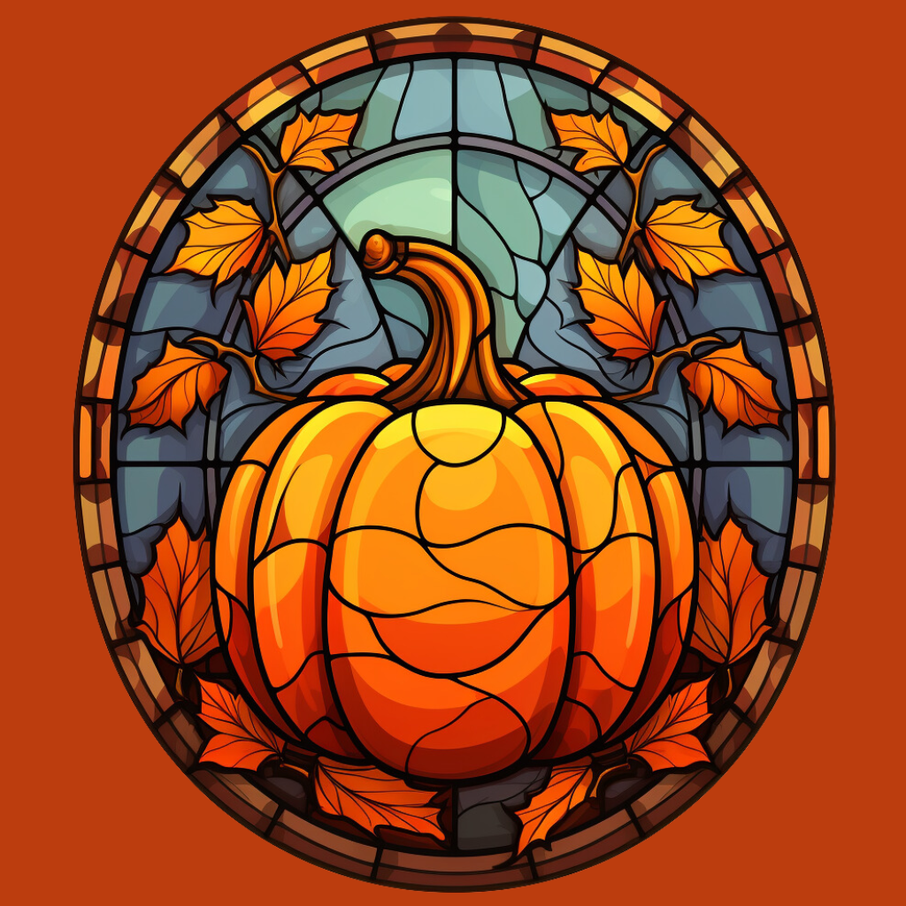 Orange Abstract Pumpkin Oval Diamond Art Kit