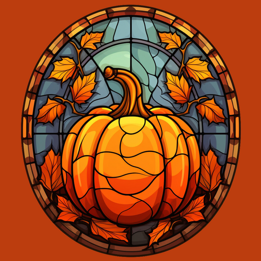 Orange Abstract Pumpkin Oval Diamond Art Kit
