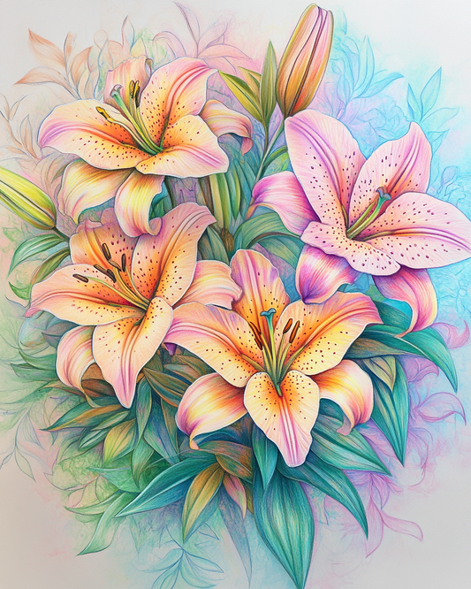 Orange and Pink Lilies Diamond Art Kit