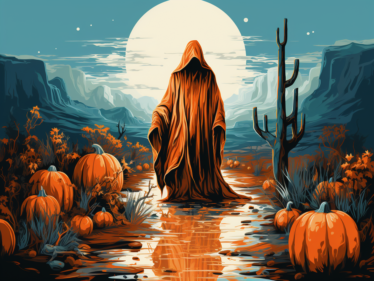 Orange Ghost in Pumpkins Diamond Art Kit