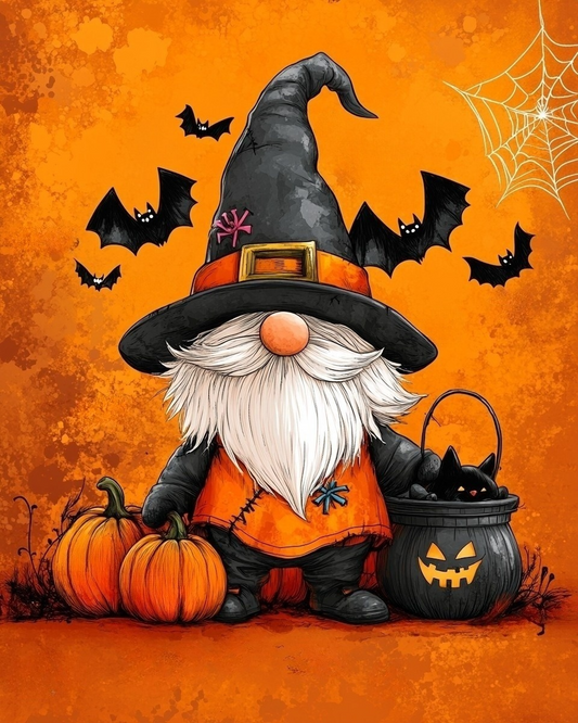 Orange Halloween Gnome Diamond Art Kit