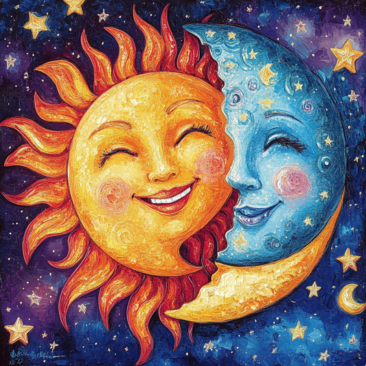 Orange Sun and Blue Moon Diamond Art Kit