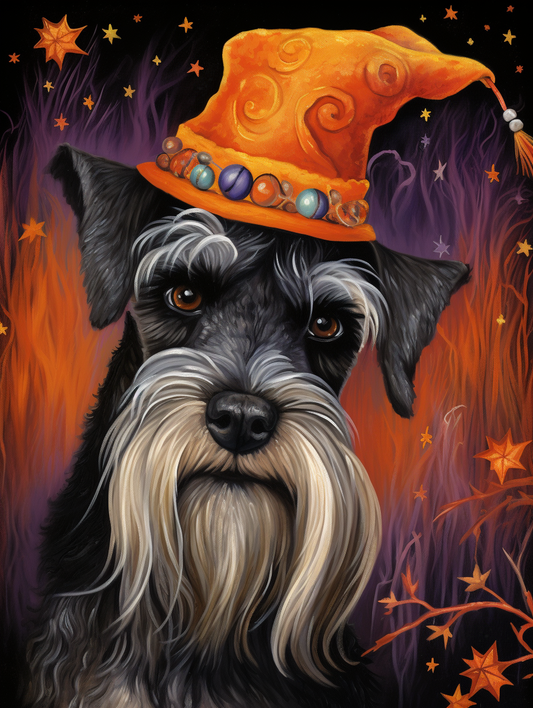 Orange Wizard Hat Schnauzer Diamond Art Kit